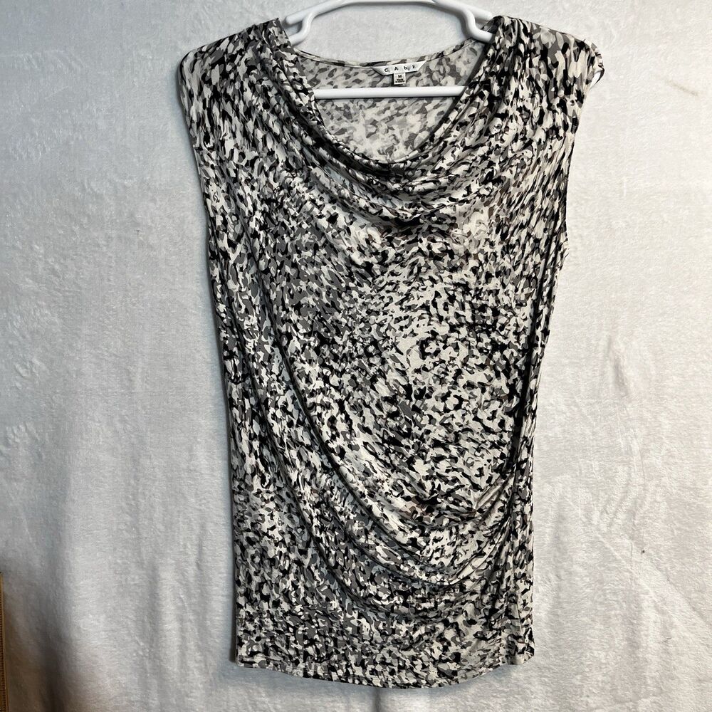 CAbi Women’s Dress Size Medium Animal Print Side Rouching Knee Length Minimalist